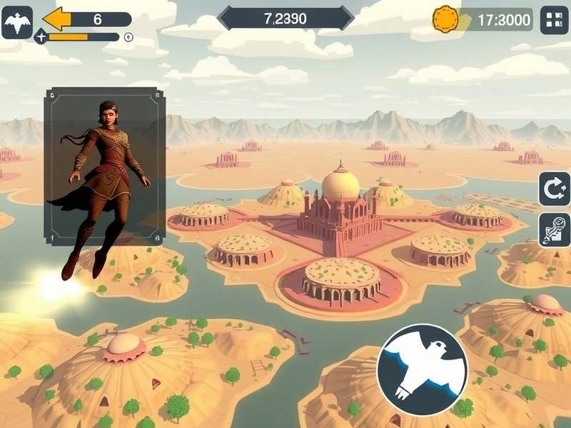 Divine Flight Quest gameplay screenshot showing character flying over Indian landscape